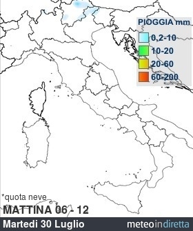 mappa pioggia italia a 4 Giorni - Mattina