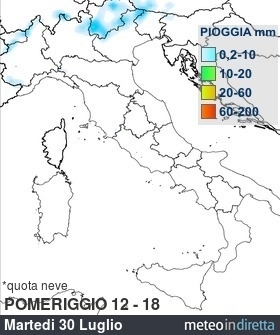 mappa pioggia italia a 4 Giorni - Pomeriggio