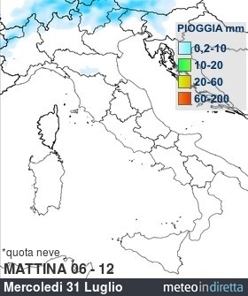 mappa pioggia italia a 5 Giorni - Mattina