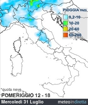 mappa pioggia italia a 5 Giorni - Pomeriggio
