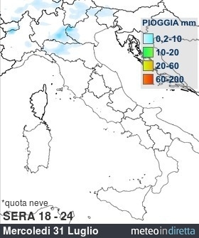 mappa pioggia italia a 5 Giorni - Sera