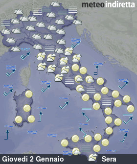 cartina meteo italia Oggi - Sera