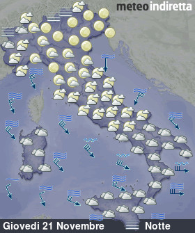 cartina meteo italia Oggi - Notte