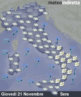 cartina meteo italia Oggi - Sera