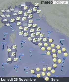 cartina meteo italia a 5 Giorni - Sera