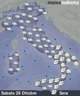 cartina meteo italia a 5 Giorni - Sera